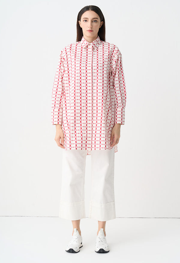 Choice Patterned Relaxed Fit Shirt Red