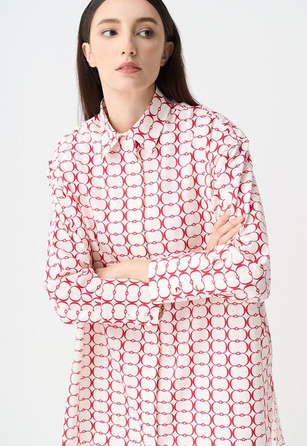 Choice Patterned Relaxed Fit Shirt Red