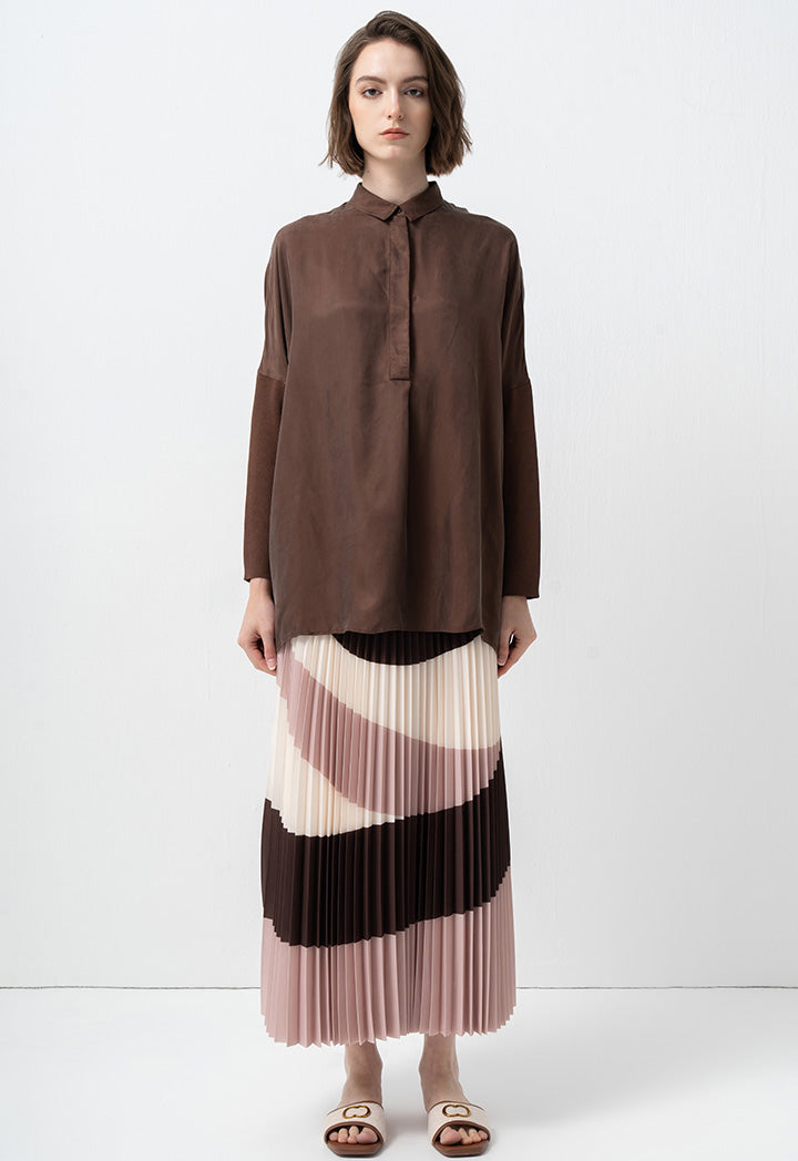 Choice Solid Oversized Drop Shoulders Shirt Brown