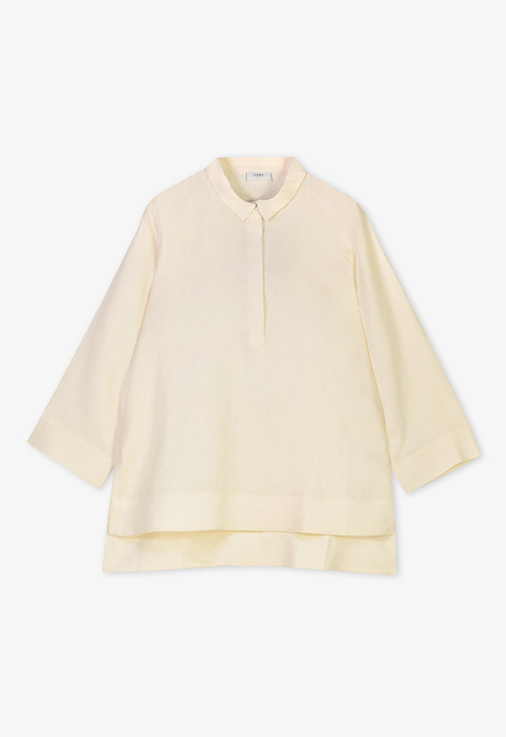 Choice High-Low Basic Long Sleeve Shirt Cream