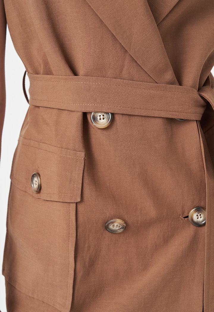 Choice Double Breasted Jacket Vest Brown