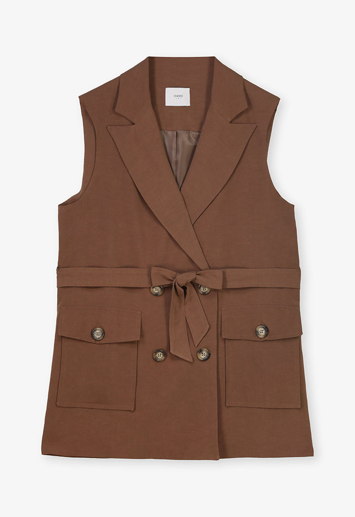 Choice Double Breasted Jacket Vest Brown