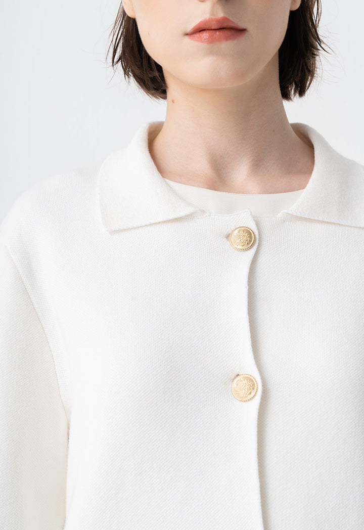 Choice Solid Front Buttons Jacket Cream