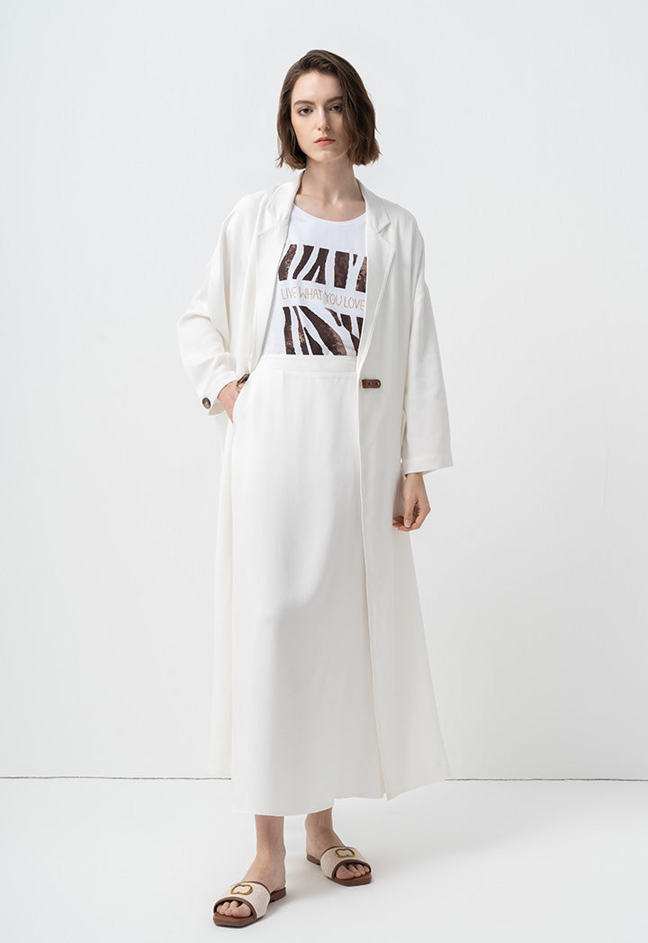 Choice Solid Oversize Maxi Open Abaya  Off White