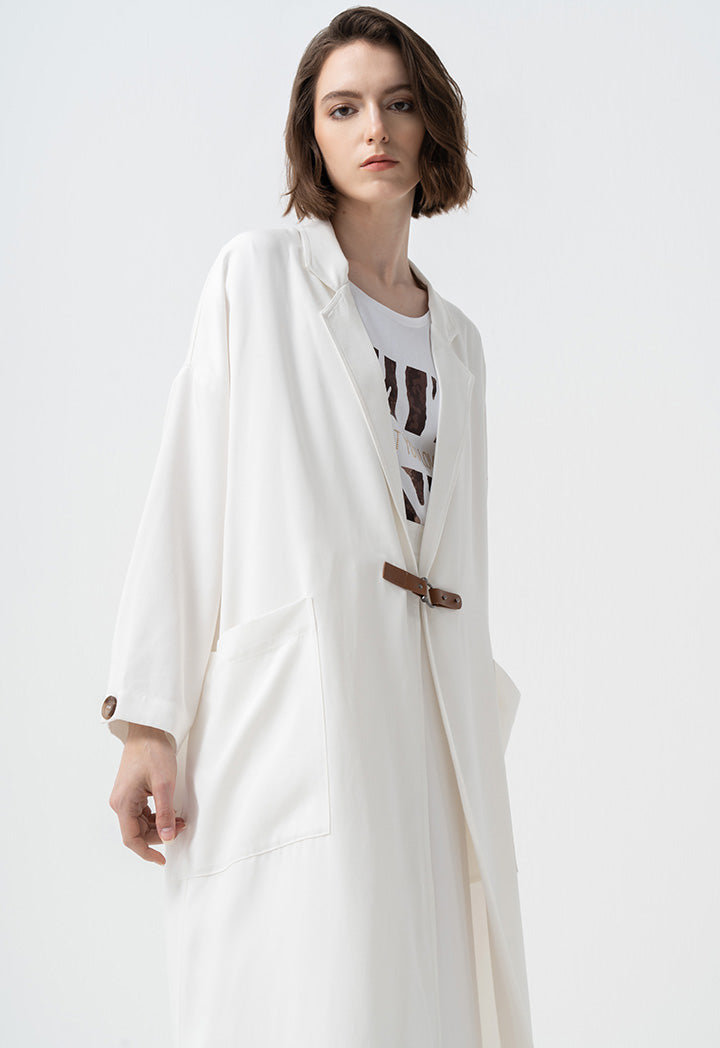 Choice Solid Oversize Maxi Open Abaya  Off White