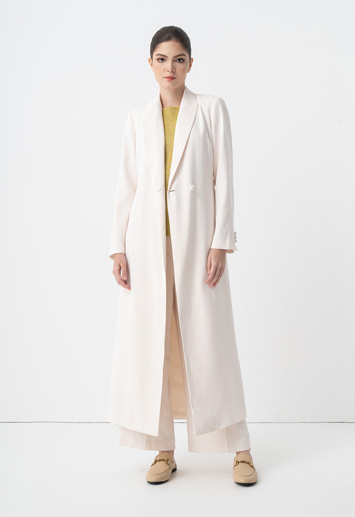 Choice Double-Breasted Belted Outerwear Cream
