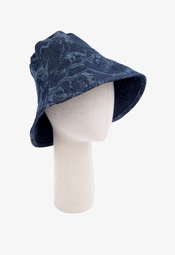 Choice Printed Bucket Denim Hat Blue
