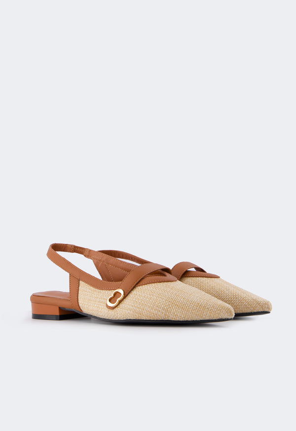 Choice Faux Straw Flat Mules Beige