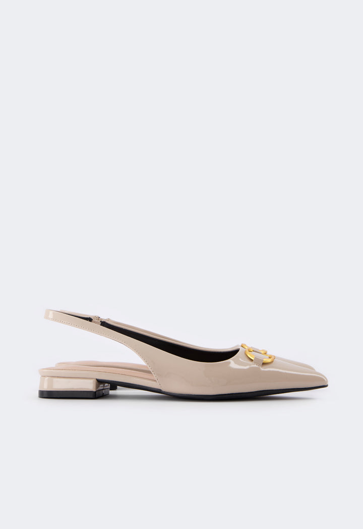 Choice Monogram Sling Back Flat Mules Nude