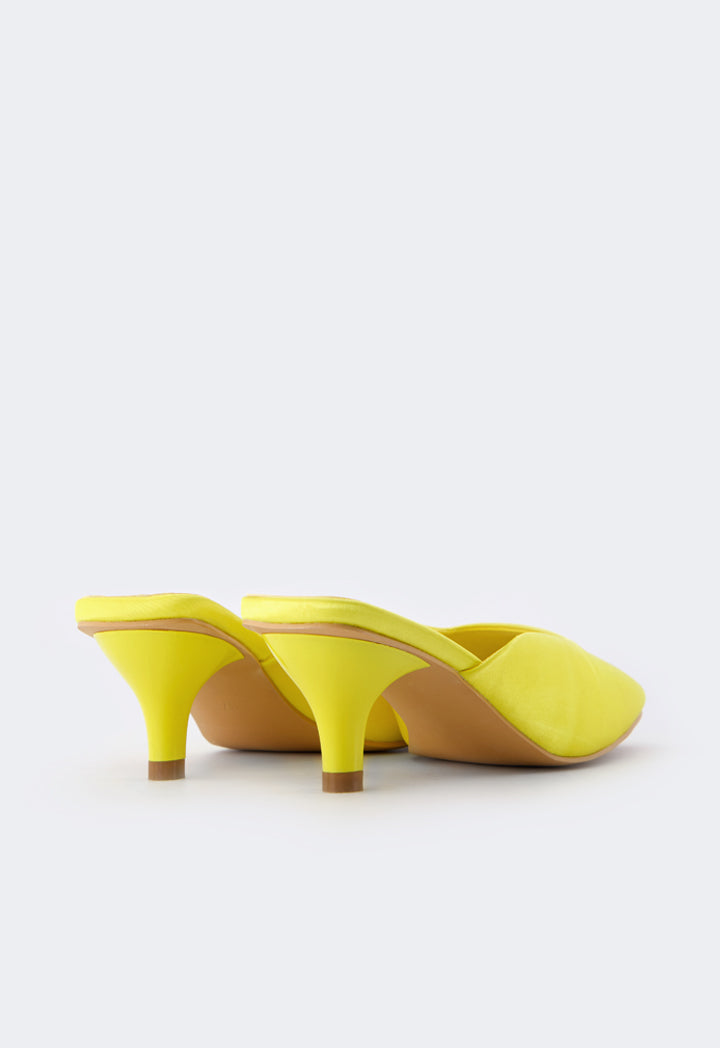 Choice Square Toe Heeled Mules Yellow