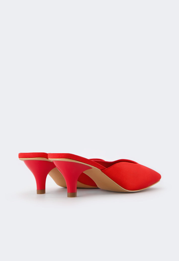 Choice Square Toe Heeled Mules Red