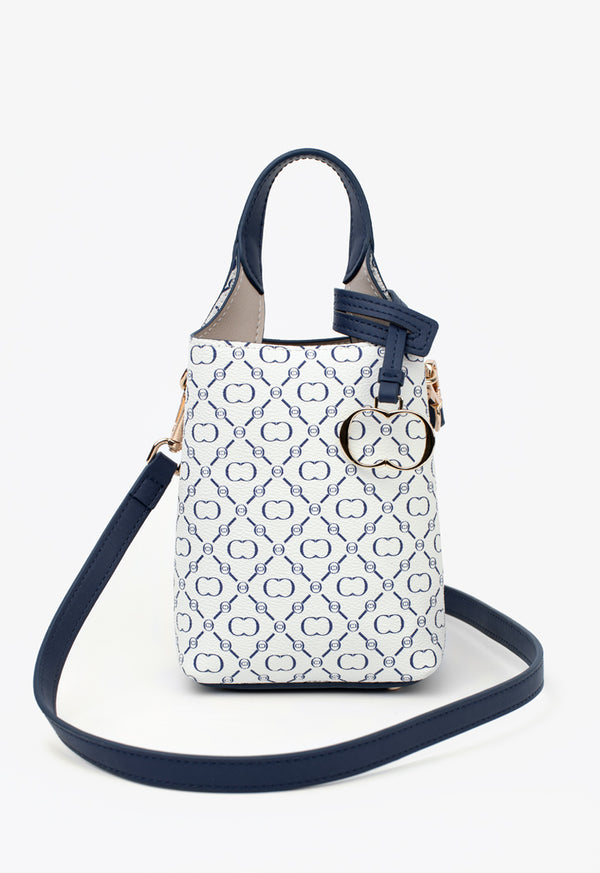 Choice Monogram Mini Shopping Bag Navy-White
