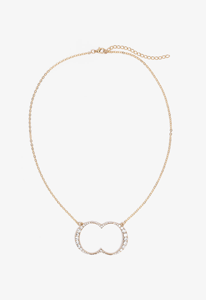 Choice Crystal Embellished Monogram Necklace Gold