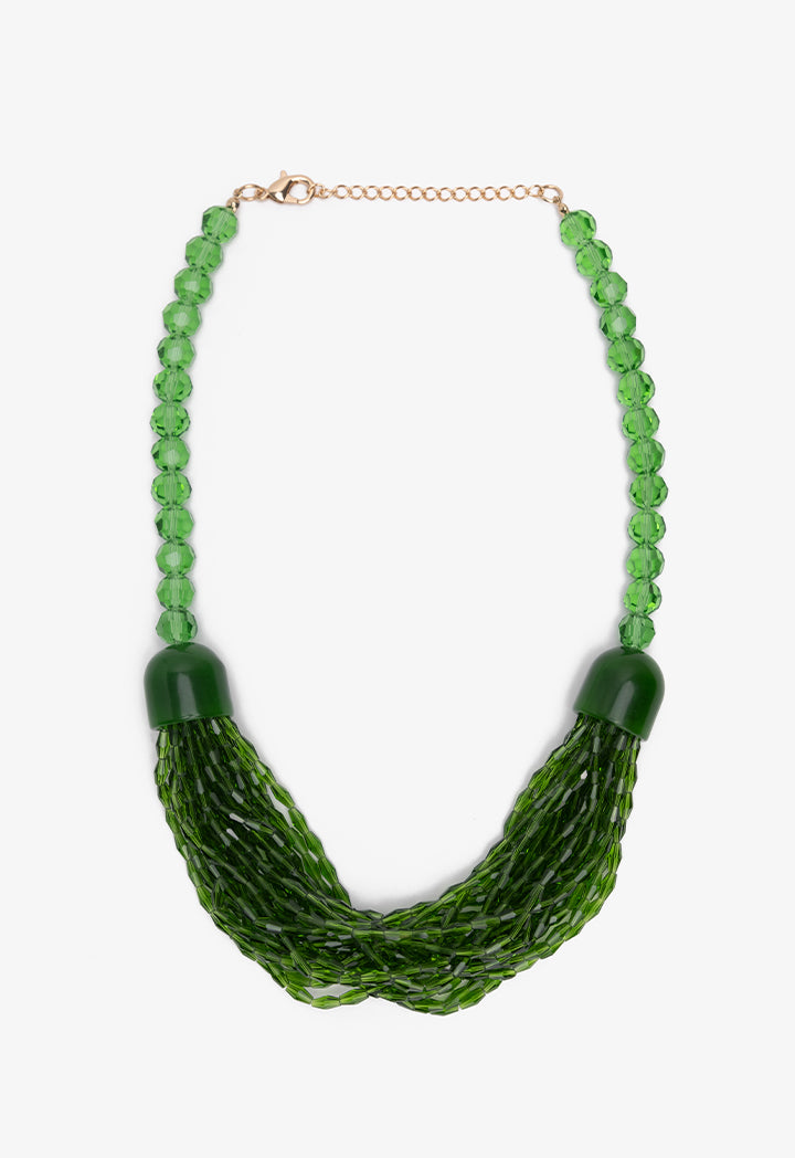 Choice Vibrant Intertwined Beads Necklace Green
