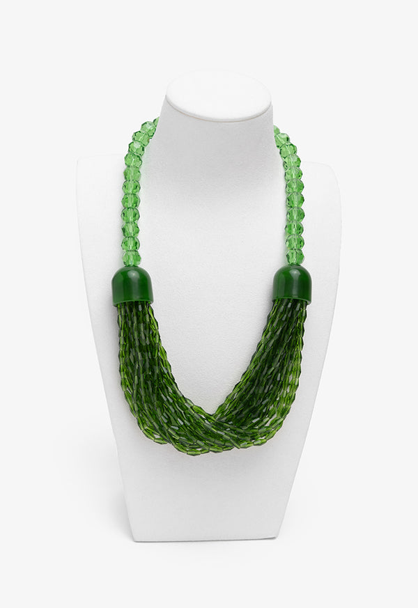 Choice Vibrant Intertwined Beads Necklace Green