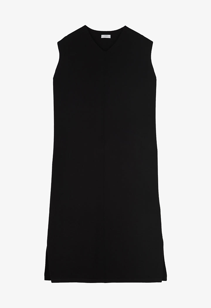 Choice V-Neck Sleeveless Knitted Dress Black