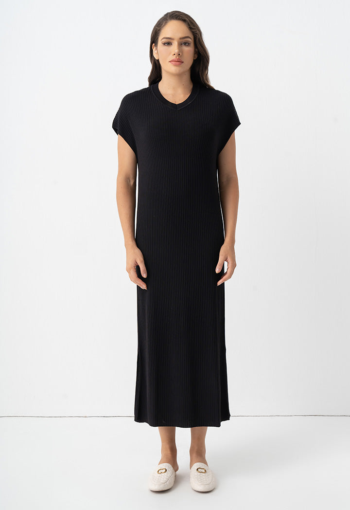 Choice Sleeveless Knitted Maxi Dress Black