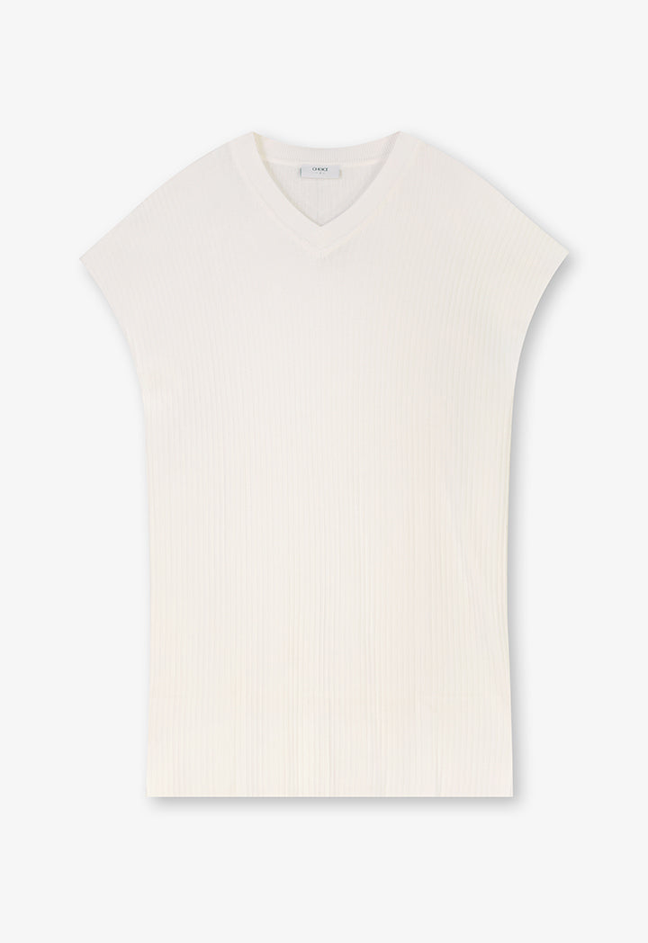 Choice Solid Sleeveless Knitted Top Off White
