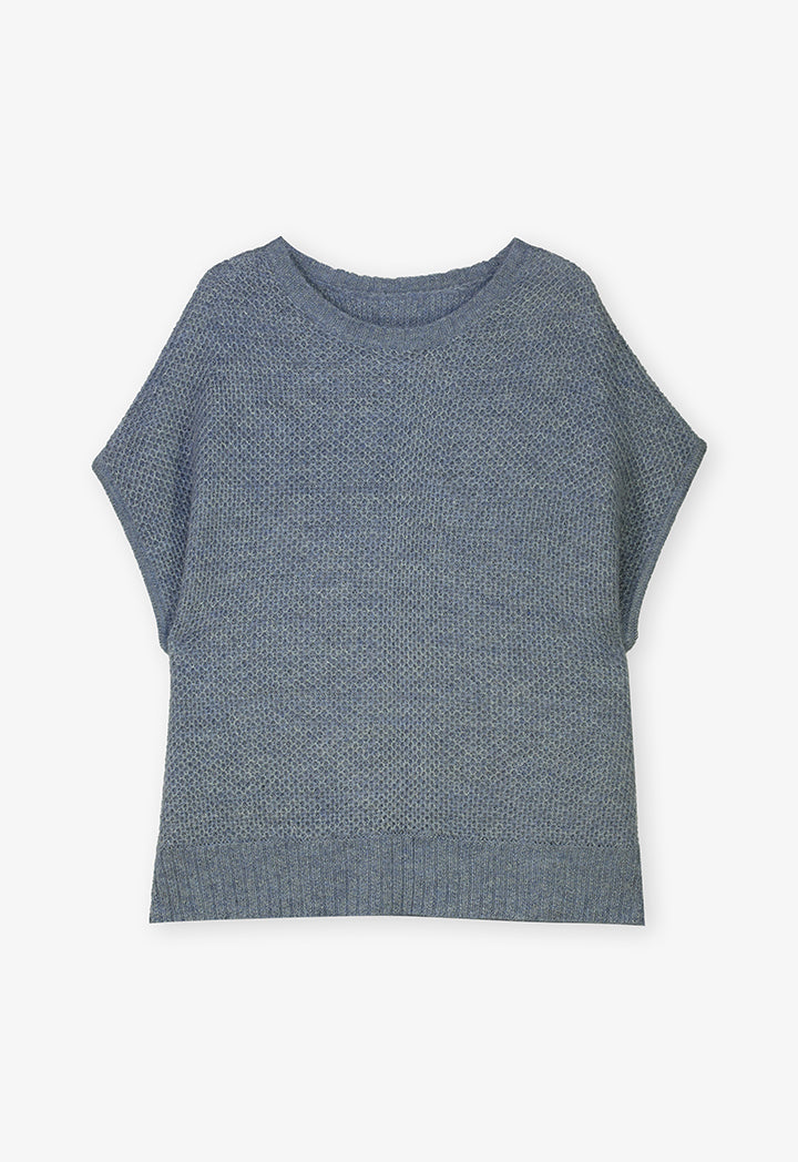 Choice Knitted Sleeveless Lurex Sweater Sky Blue