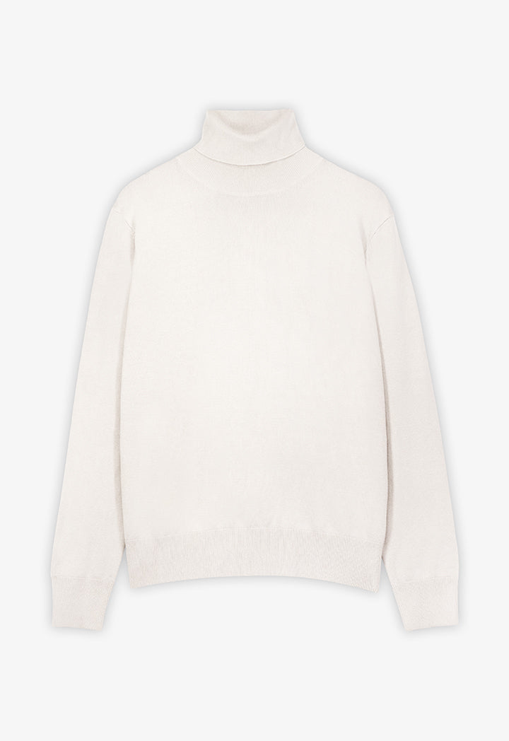 Choice Single Tone High Neck Knitted Top Off White