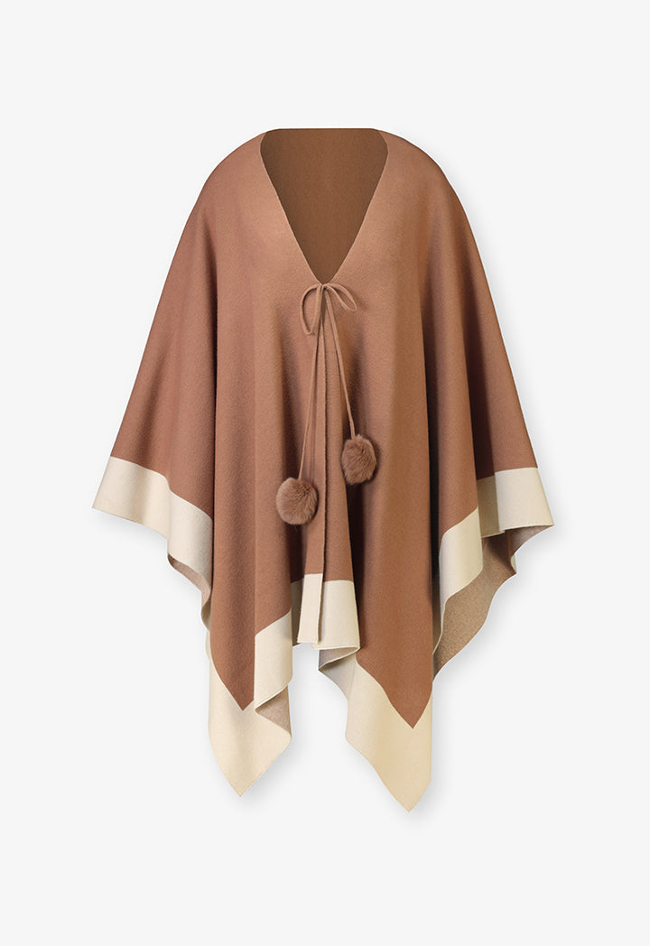 Choice Two Toned Asymmetrical Poncho Camel