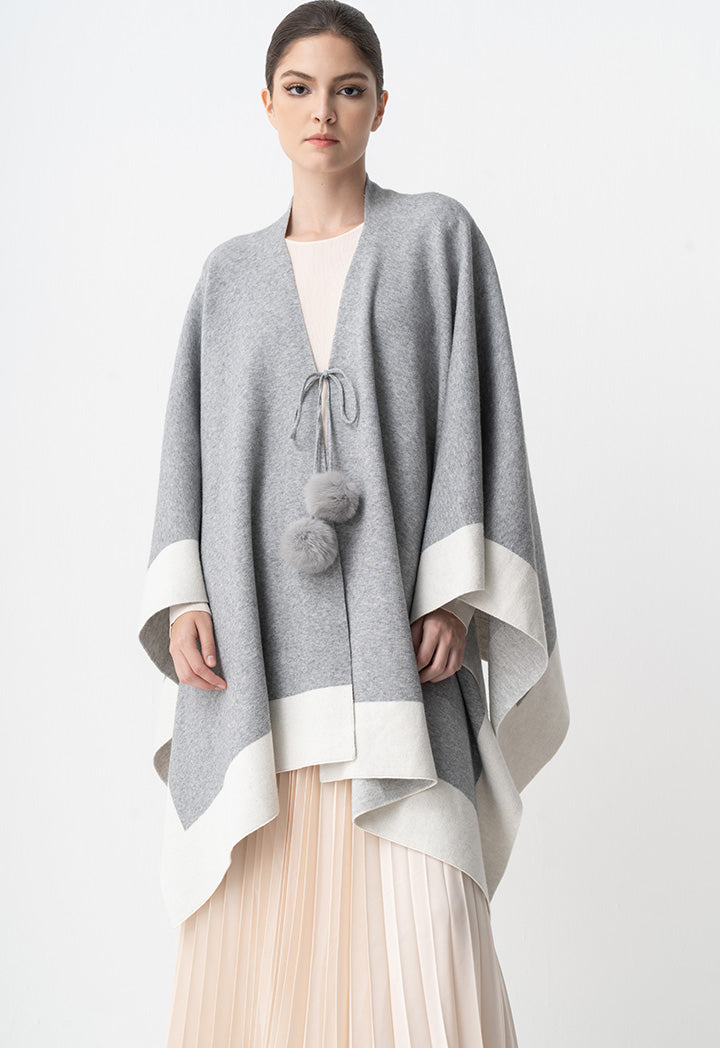 Choice Two Toned Asymmetrical Poncho Grey