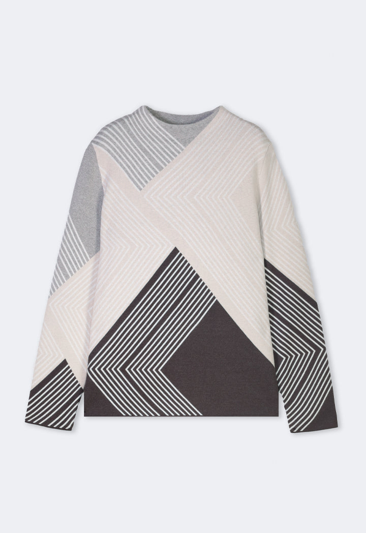 Choice Colorblock Abstract Pattern Sweater Multi Color