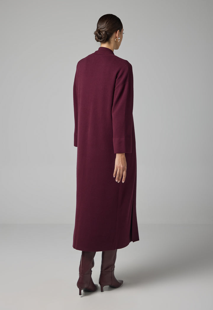 Choice Solid Drop Shoulder Knitted Winter Abaya Burgundy