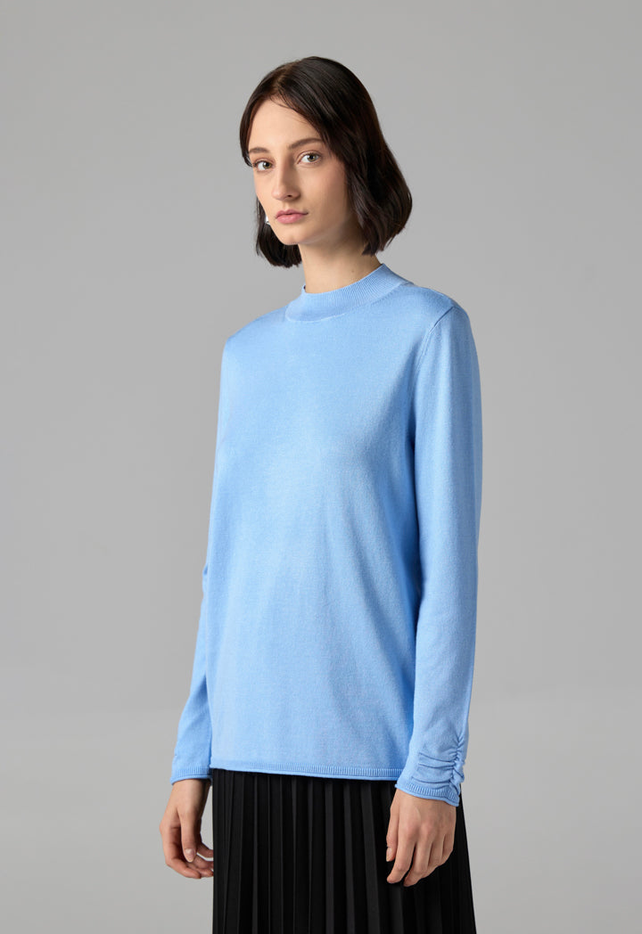 Choice Basic Long Sleeve Knitted Sweater Blue