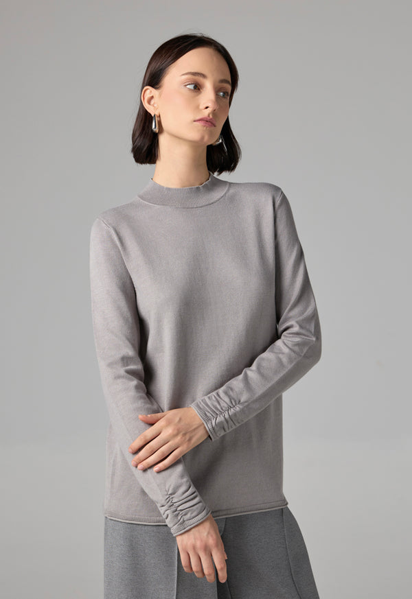 Choice Basic Long Sleeve Knitted Sweater Grey