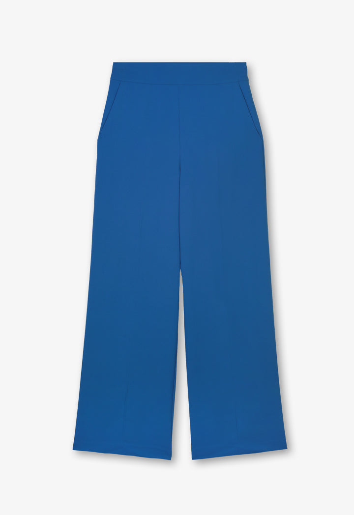 Choice Solid Wide Legs Trousers Blue