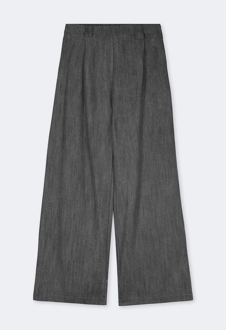 Choice Solid Wide Legs Denim Trousers Grey