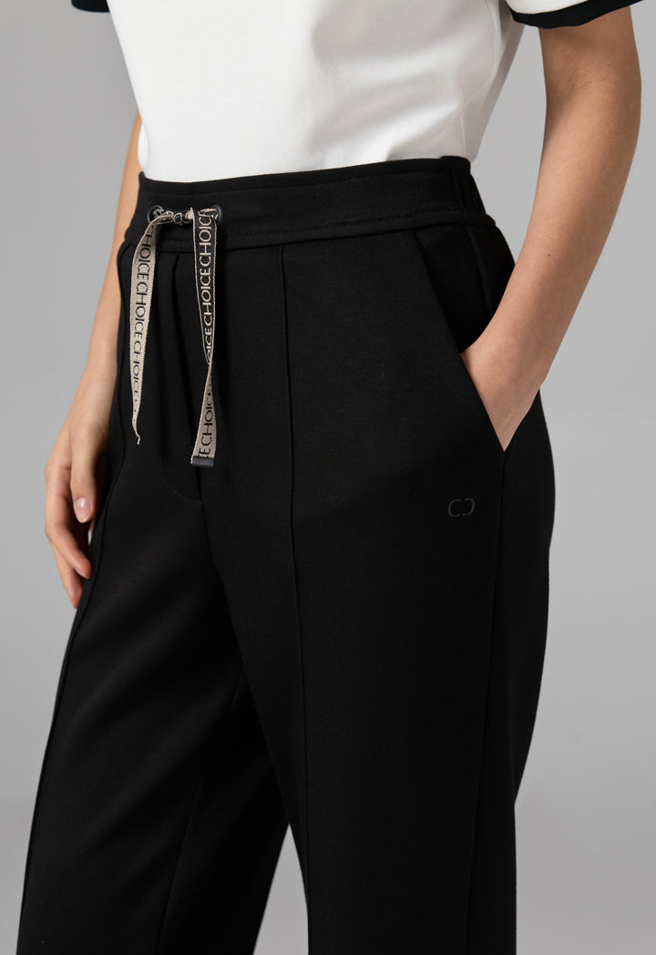 Choice Solid Elasticated Waistband Trousers Black