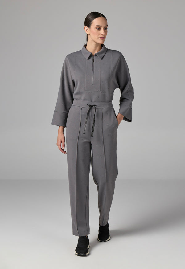 Choice Solid Monogram Drawstring Trousers Grey