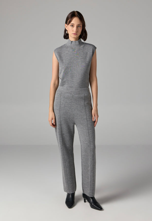 Choice Knitted Straight Fit Solid Pants Grey