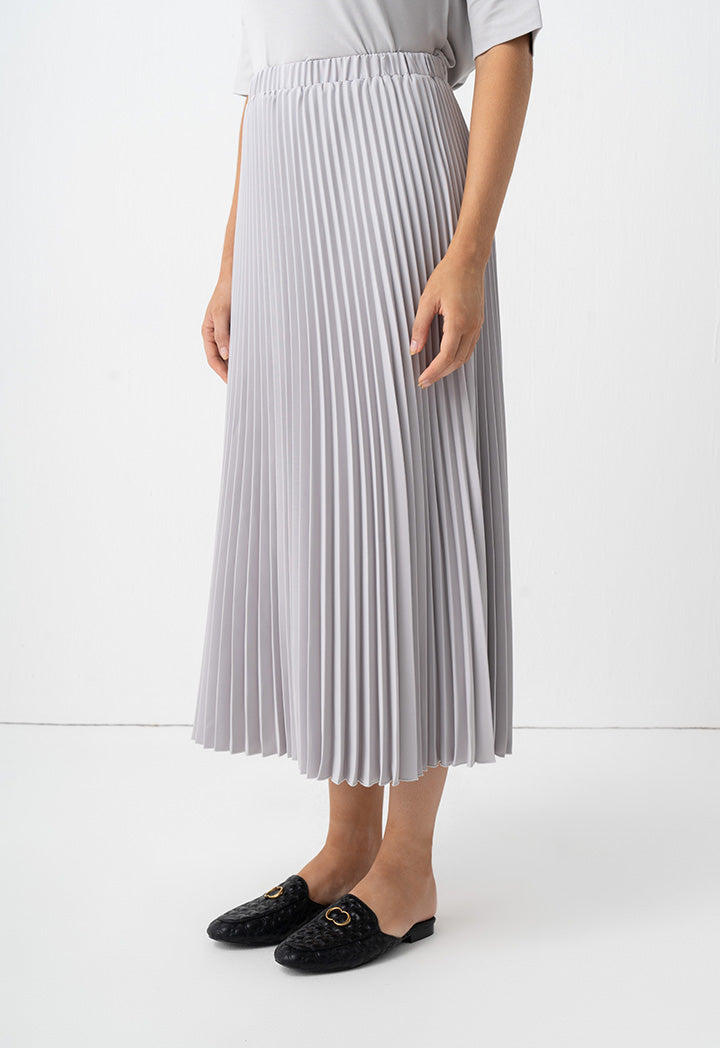 Choice High Waist Pleated Skirt Grey