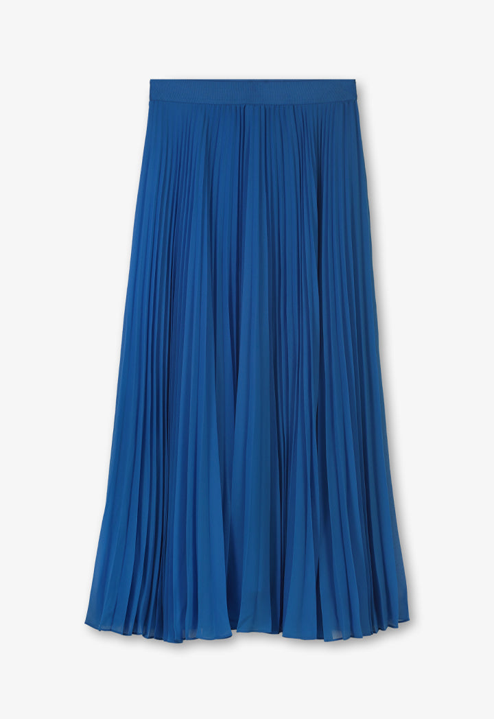 Choice Solid Pleated Maxi Skirt Blue