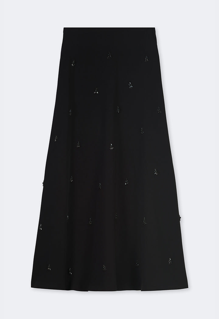 Choice Solid Crystal Embellished Skirt Black