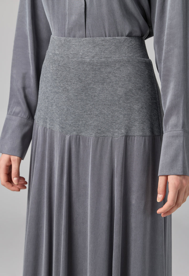 Choice Solid Flared Skirt Grey