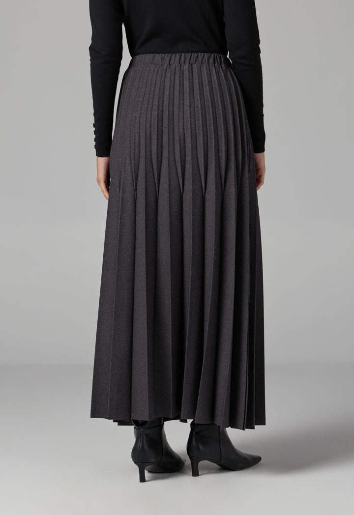 Choice All Over Pleated Solid Skirt Grey