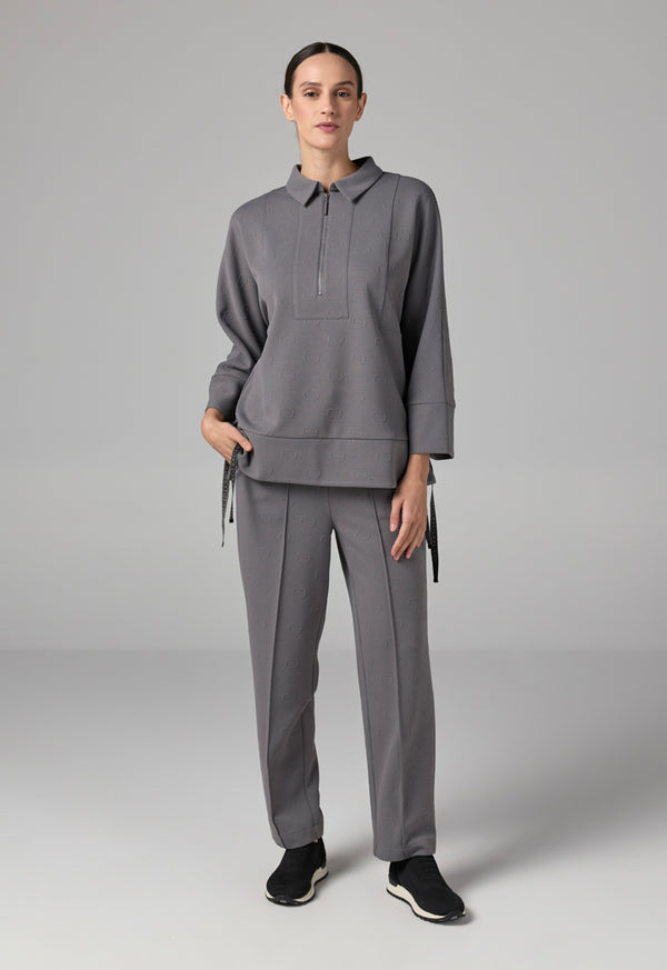 Choice Long Sleeve Monogram Blouse Grey