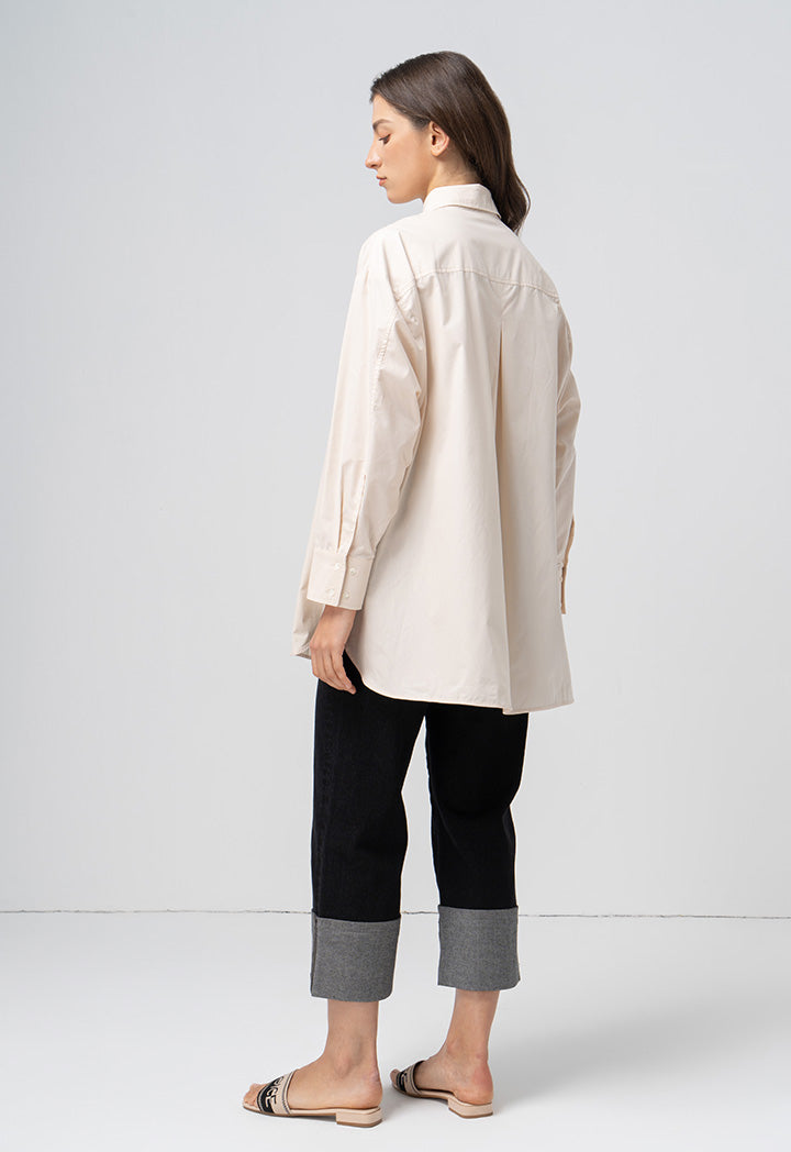 Choice Solid Long Sleeve Shirt Beige