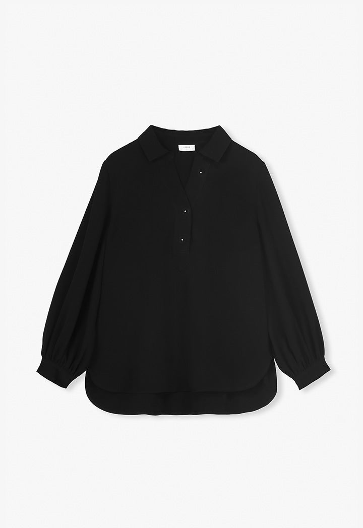 Choice Single Tone Long Sleeves Shirt Black