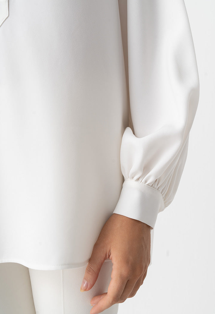 Choice Single Tone Long Sleeves Shirt Off White