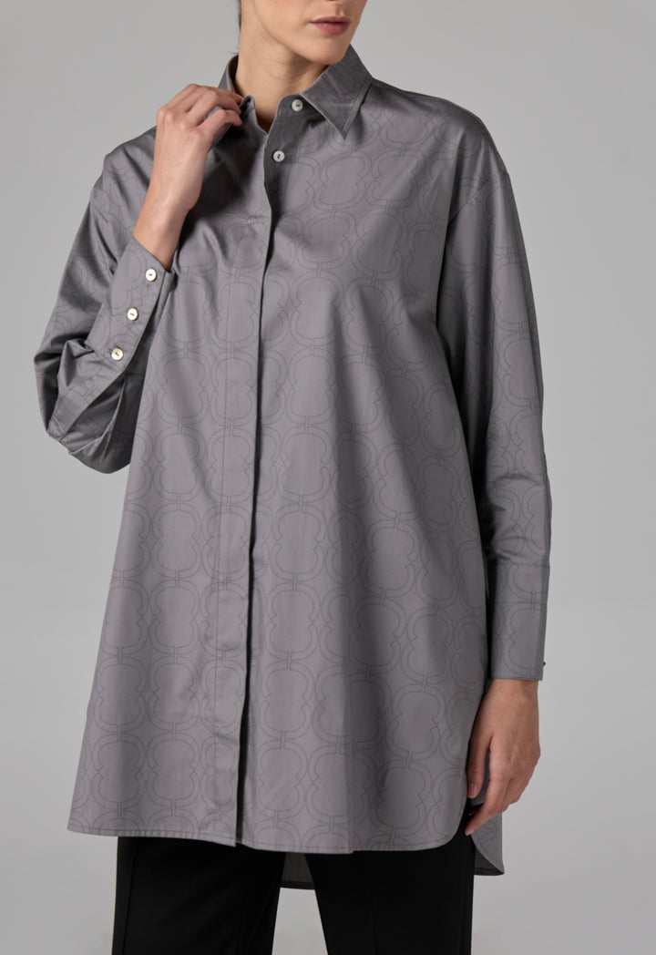 Choice Printed Monogram Long Sleeve Shirt  Grey
