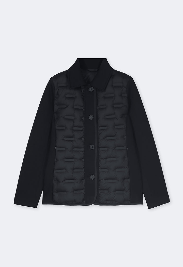 Choice Solid Long Sleeve Quilted Jacket Black