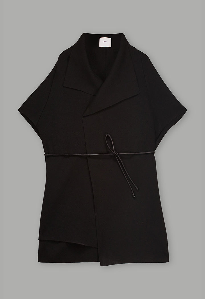 Choice Solid Knitted Cape Black