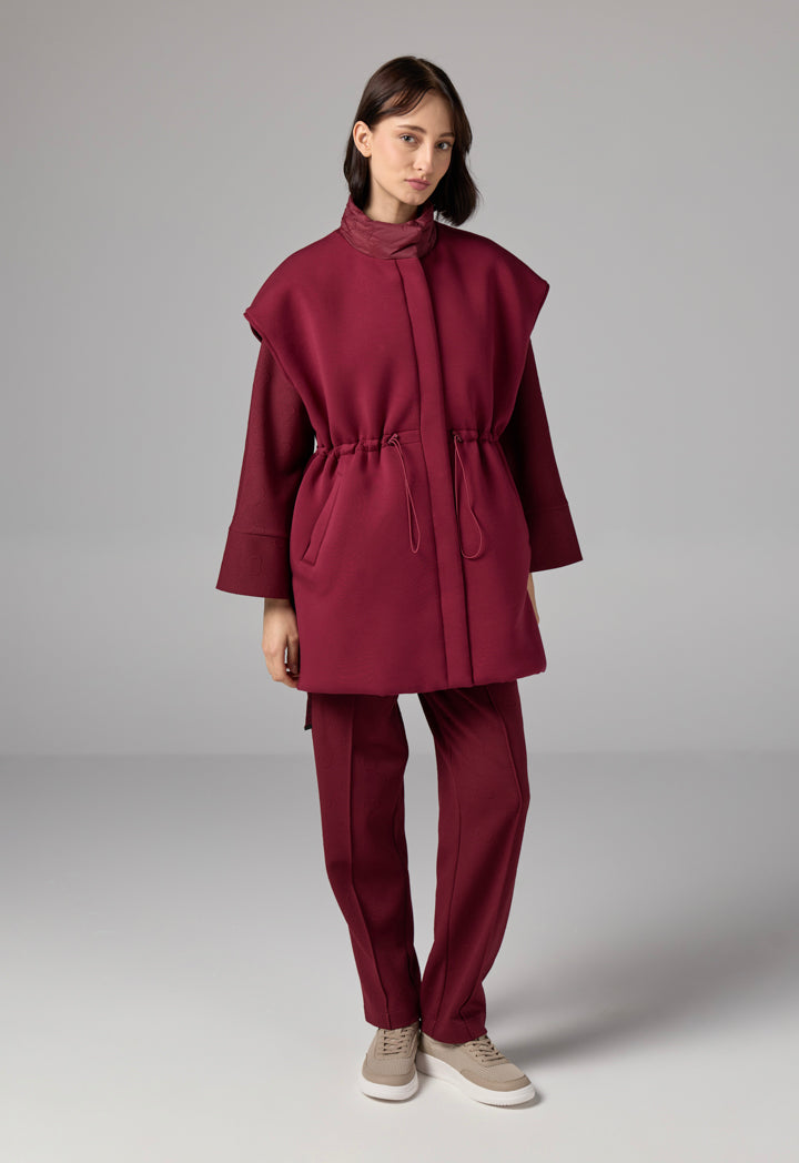 Choice Solid Quilted Sleeveless Gilet Burgundy