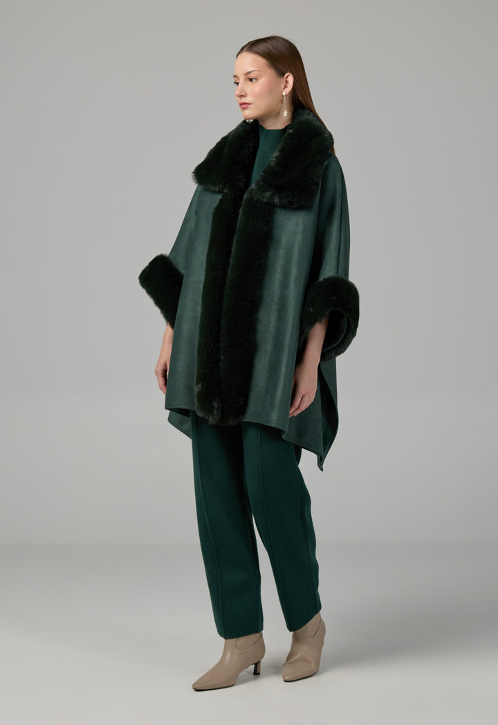 Choice Suede Winter Poncho Dark Green