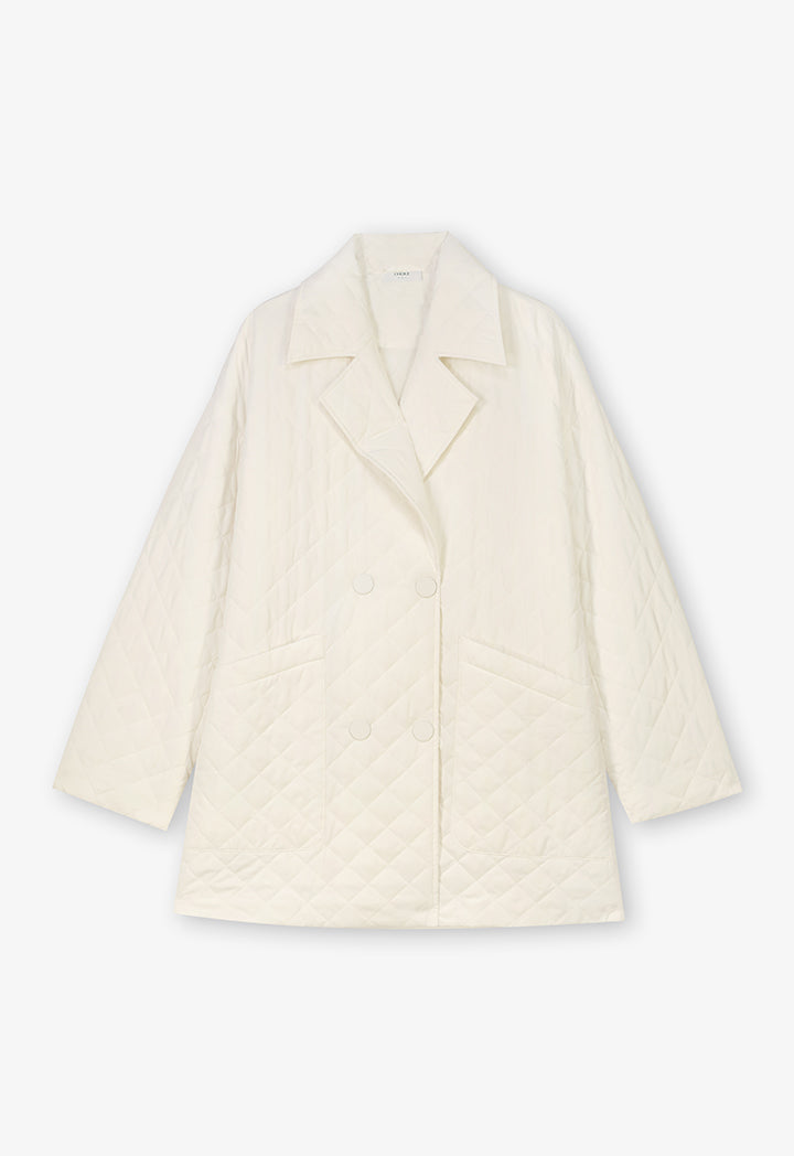Choice Quilted Solid Jacket  Cream